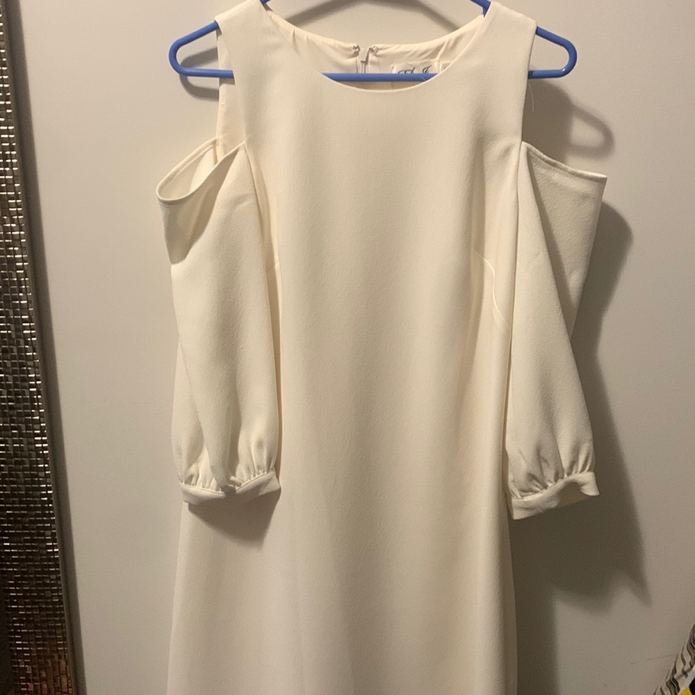 White cold shoulder dress